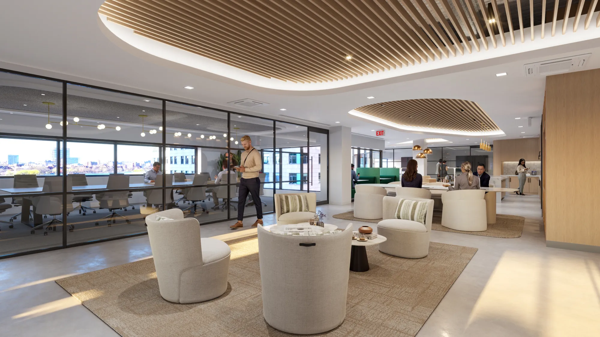 Collaboration suite interior at Riverfront office park